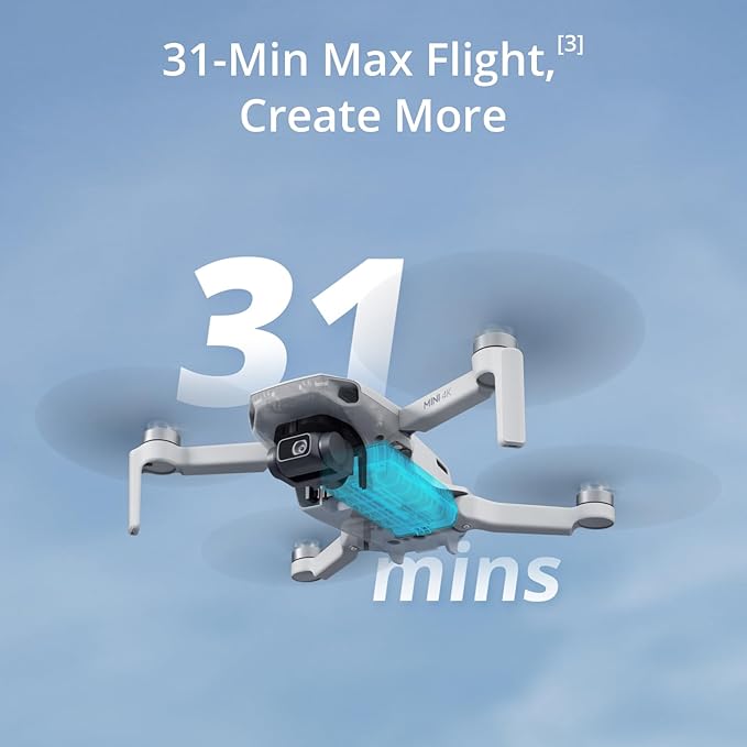 DJI Mini 4K, Drone with 4K UHD Camera for Adults, Under 249 g, 3-Axis Gimbal Stabilization, 10km Video Transmission