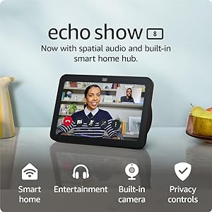 Echo Show 8 (Newest gen) | HD smart touchscreen with spatial audio, smart home hub and Alexa | Charcoal