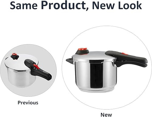 Amazon Basics Stainless Steel Pressure Cooker with Steamer, 6 Litre, Silver