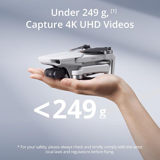 DJI Mini 4K, Drone with 4K UHD Camera for Adults, Under 249 g, 3-Axis Gimbal Stabilization, 10km Video Transmission