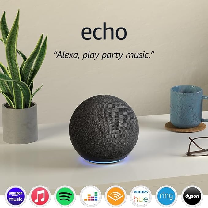 Echo (Newest gen) | With premium sound, smart home hub and Alexa | Charcoal