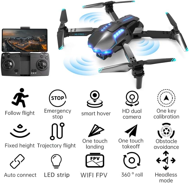 Drone with 1080P HD Camera for Kids and Adults, RC Quadcopter Foldable Drone for Beginners, Toys for Boys and Girls Christmas Gifts
