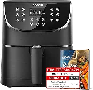COSORI Air Fryer 5.5L Capacity,Oil Free, Energy and Time Saver with 11 Presets with 100 Recipes Cookbook, Non-Stick, Dishwasher Safe Basket