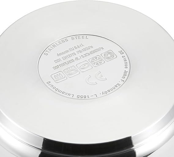 Amazon Basics Stainless Steel Pressure Cooker with Steamer, 6 Litre, Silver