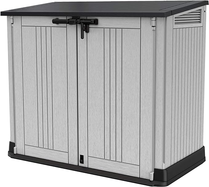 Keter Store It Out Nova Outdoor Garden Furniture Storage Shed Light Grey with Dark Grey Lid, 5 year Warranty