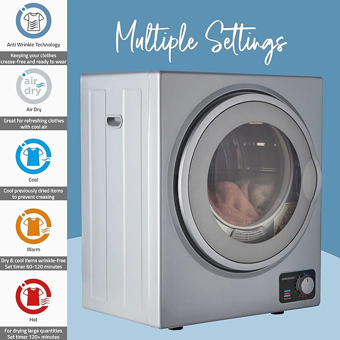 Cookology CMVD25SL Mini Vented Tumble Dryer 2.5kg - Silver [Energy Class F]