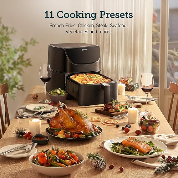 COSORI Air Fryer 5.5L Capacity,Oil Free, Energy and Time Saver with 11 Presets with 100 Recipes Cookbook, Non-Stick, Dishwasher Safe Basket