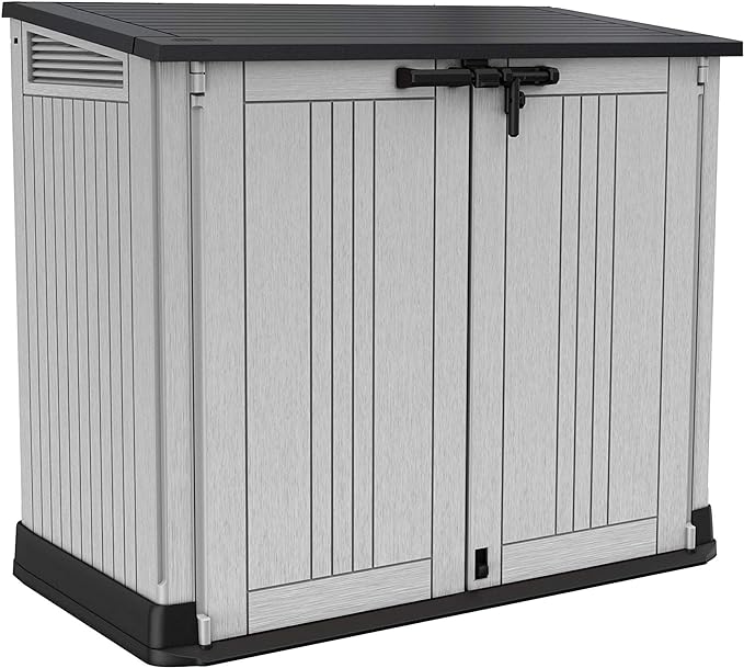 Keter Store It Out Nova Outdoor Garden Furniture Storage Shed Light Grey with Dark Grey Lid, 5 year Warranty