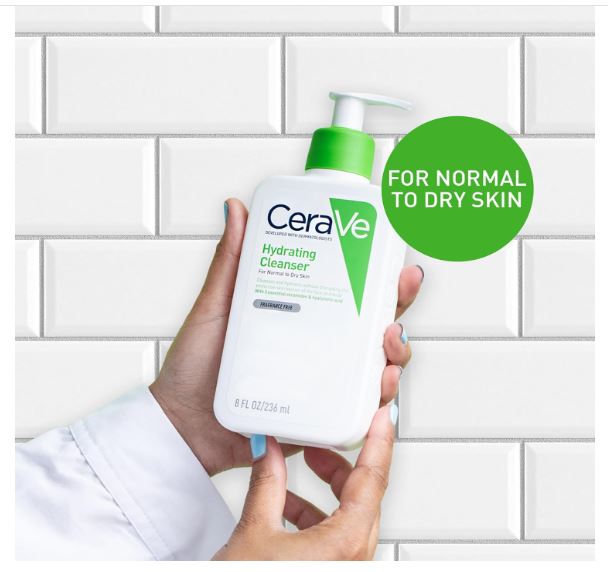 CeraVe Hydrating Cleanser for Normal to Dry Skin with Hyaluronic Acid and 3 Essential Ceramides