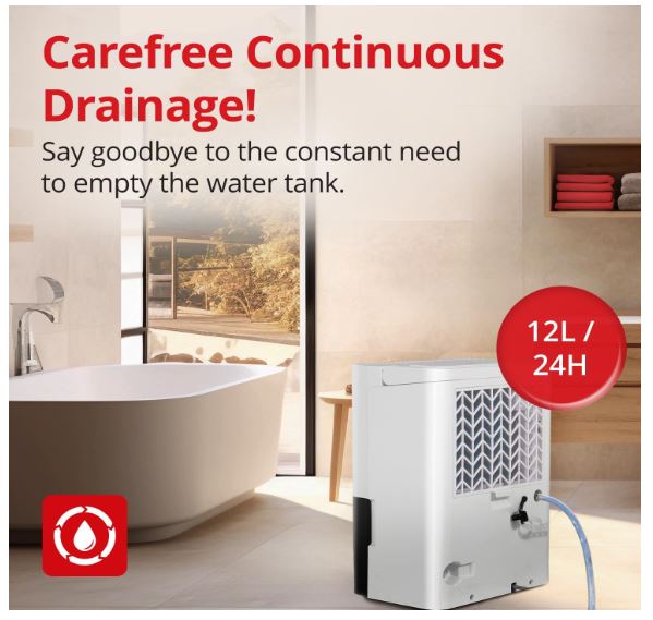 12L/Day Dehumidifier Inventor Fresh, Silent, Continuous Drainage, 24Hr Timer, Laundry Drying, Eliminates Damp and Moisture, Eco-friendly R290 (WEE/MM0449AA)