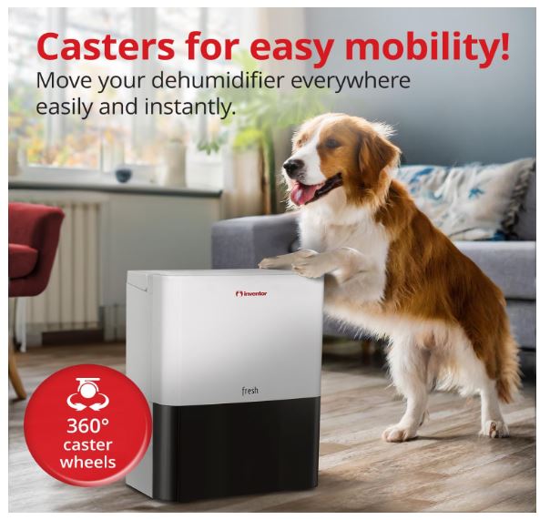 12L/Day Dehumidifier Inventor Fresh, Silent, Continuous Drainage, 24Hr Timer, Laundry Drying, Eliminates Damp and Moisture, Eco-friendly R290 (WEE/MM0449AA)