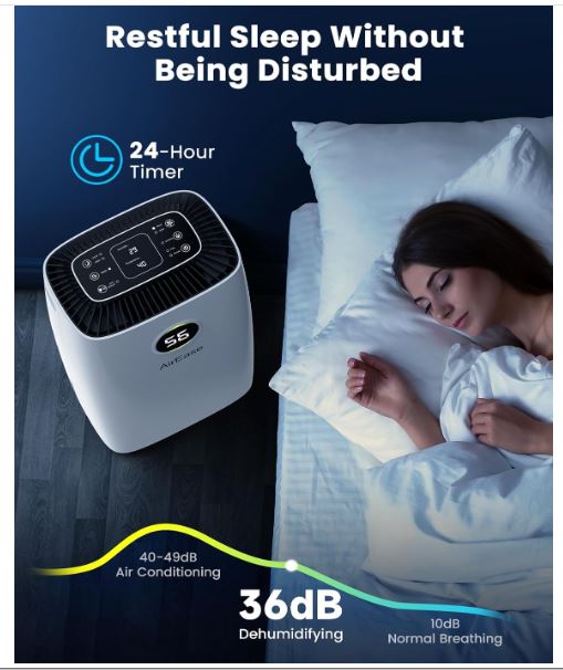 12L/Day Compressor Dehumidifier with 2.5L Water Tank, Quiet & Energy Efficient Dehumidifiers with Laundry Drying, Humidity Sensor & Indicator, 24H...