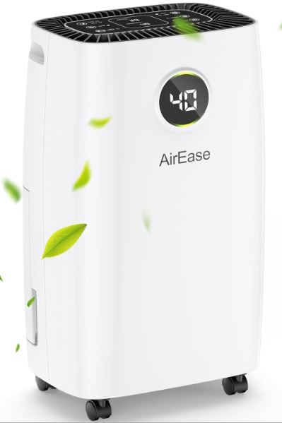 12L/Day Compressor Dehumidifier with 2.5L Water Tank, Quiet & Energy Efficient Dehumidifiers with Laundry Drying, Humidity Sensor & Indicator, 24H...