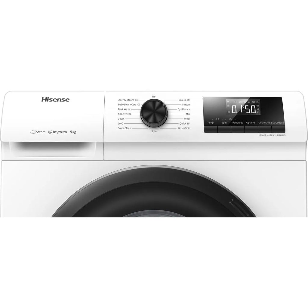 Hisense WFQP9014EVM 9Kg Washing Machine White 1400 RPM C Rated