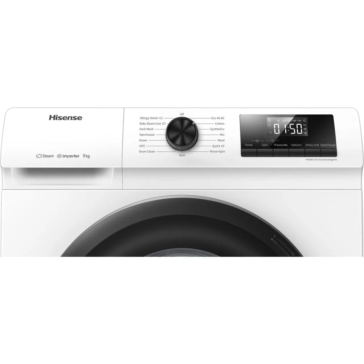 Hisense WFQP9014EVM 9Kg Washing Machine White 1400 RPM C Rated